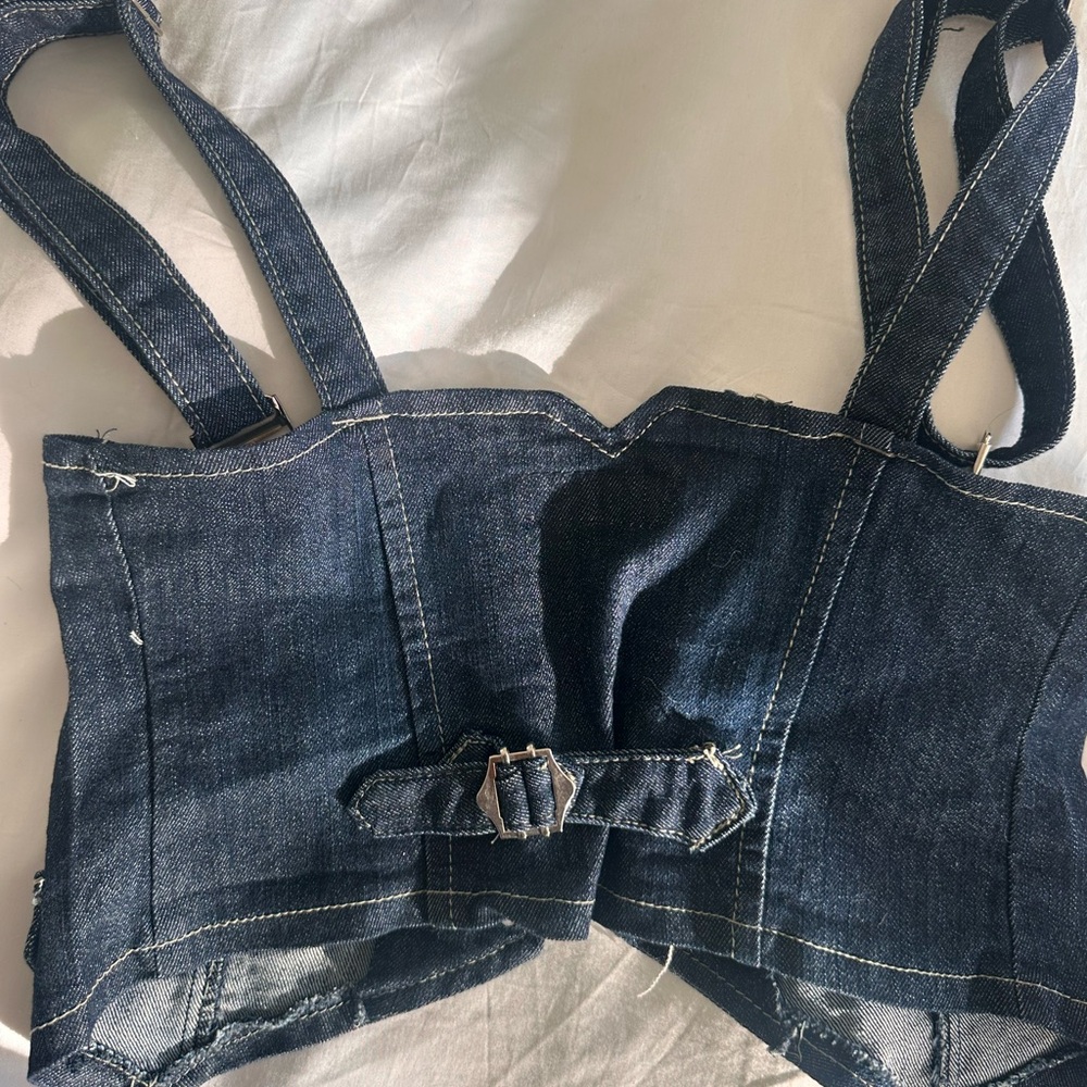 Dark Blue Denim Corset Top (M) - Picture 7 of 10